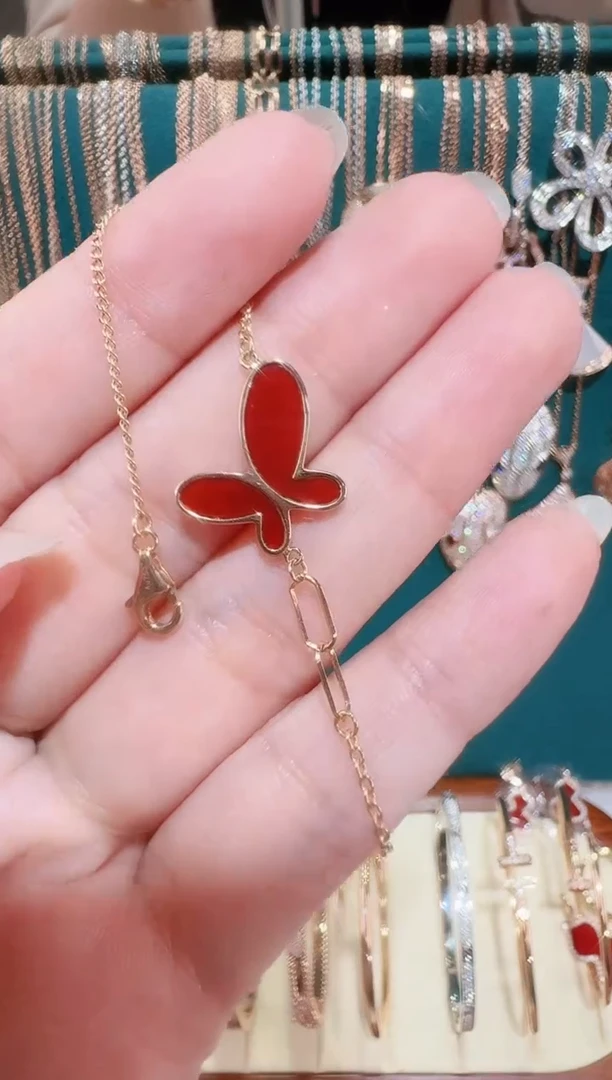 玛瑙/玉髓手链18K金镶嵌手链