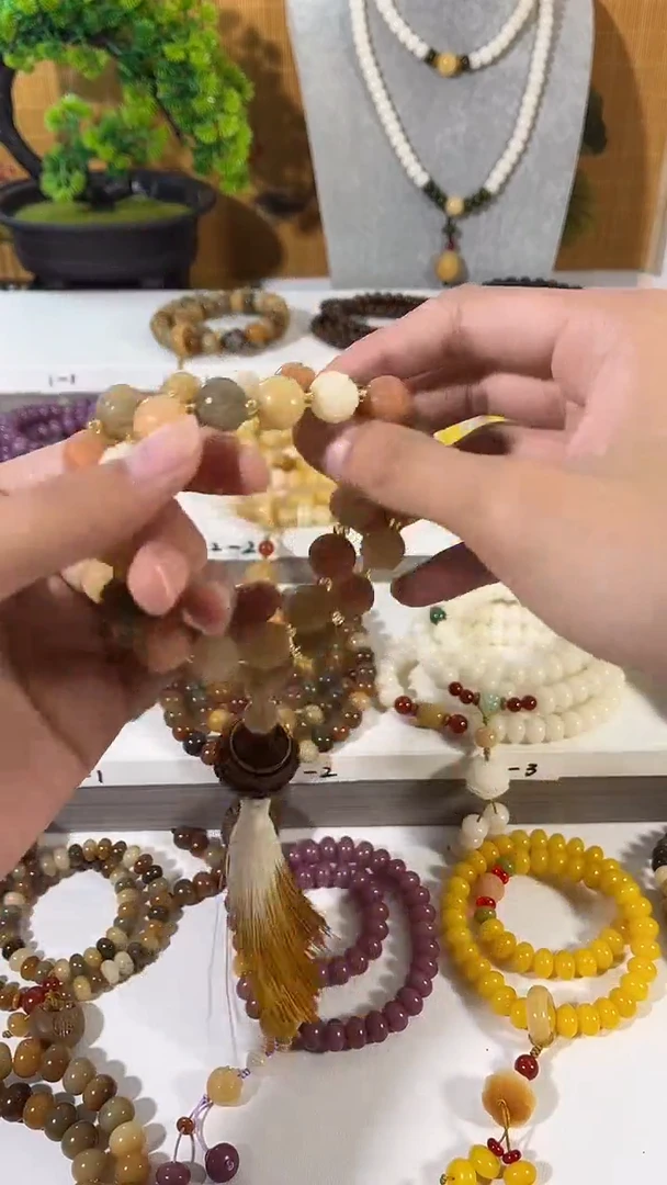 手串菩提根/象牙果雕莲花双圈