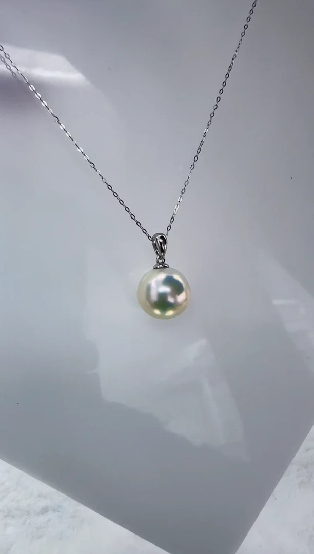 银S925镶嵌淡水珍珠DA曼塔珍珠吊坠13-14 y365