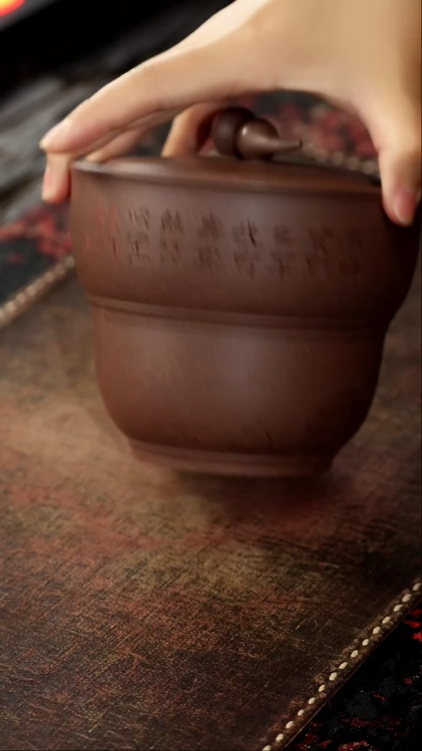 茶杯紫砂非遗茶器-小鹿茶罐