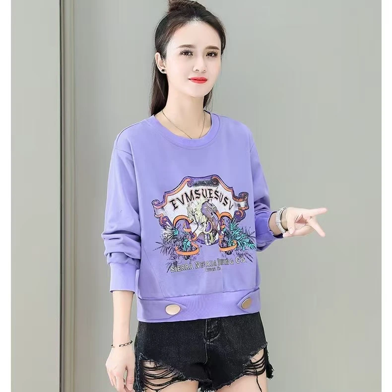 卫衣宽松小兔印花显高卫衣3D春秋女装厚款女士上衣短款套头