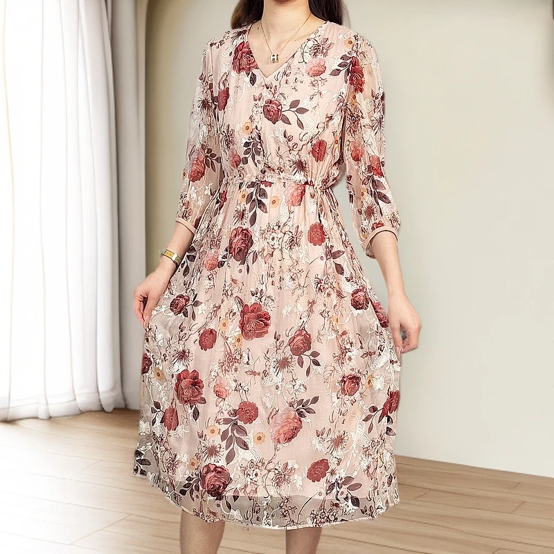 【蚕丝高定】设计师高定桑蚕丝真丝连衣裙 E5269