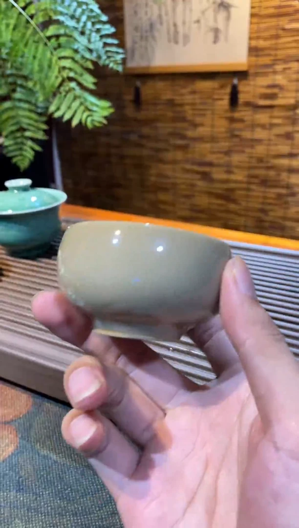 【山隐青瓷】龙窑柴烧杯子 杏黄釉 30CC