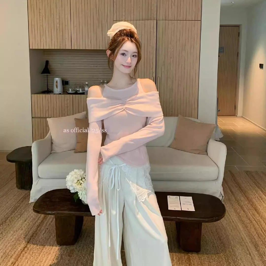 温柔氛围感假两件早春法式时尚显瘦小衫女2025新款高级感气质上衣