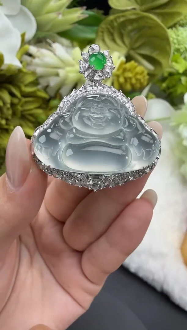 颈饰18K金镶嵌翡翠翡翠佛公