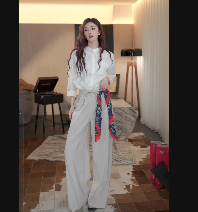 【云逸】麻丝棉斜纹布阔腿裤-N0868