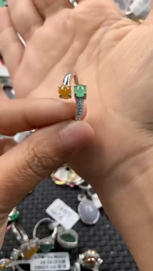 银S925镶嵌戒指翡翠555            3