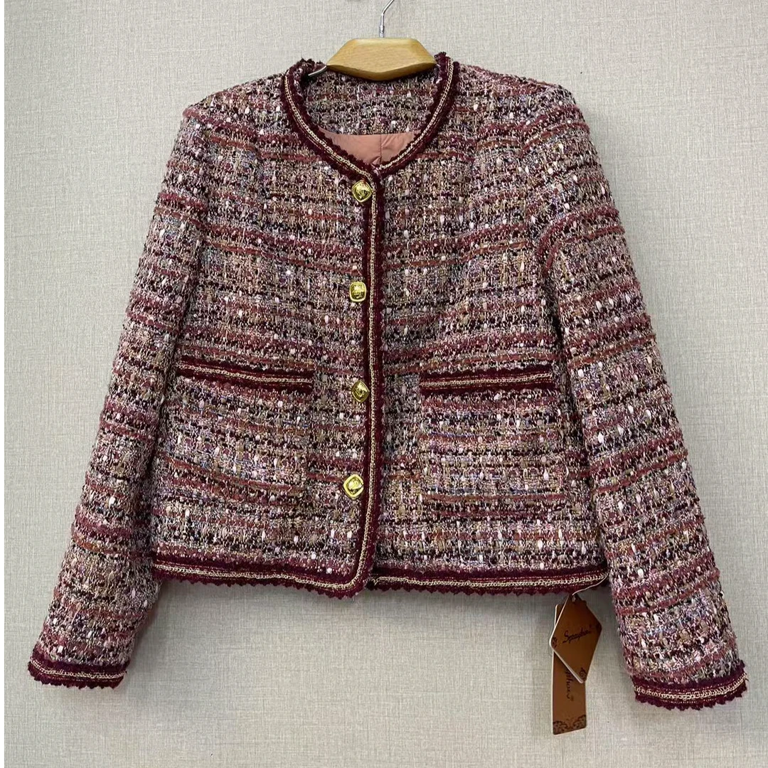 祥好服饰 粗花呢编织加棉小香风外套  84137