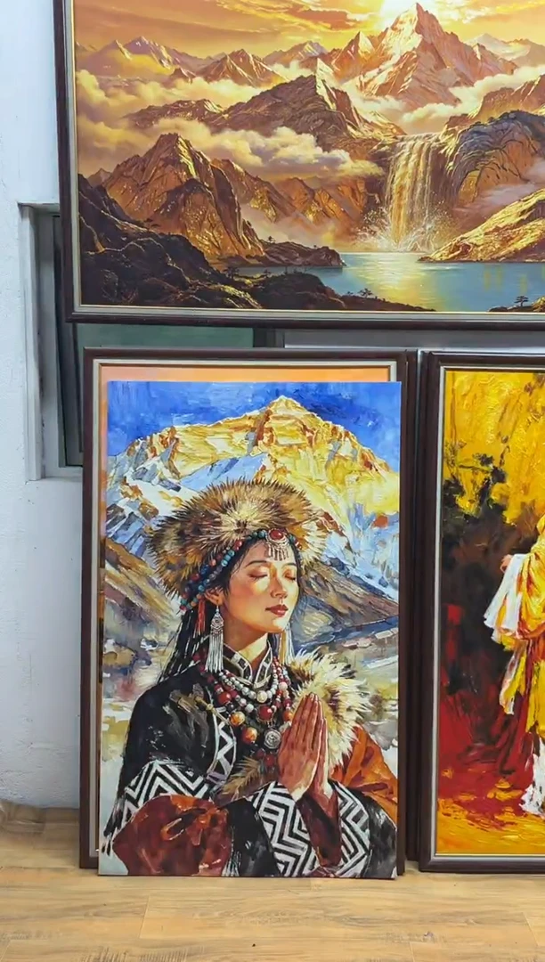 油画安****司【张俊龙】金山少女办公室客厅茶室玄关客厅油画版画