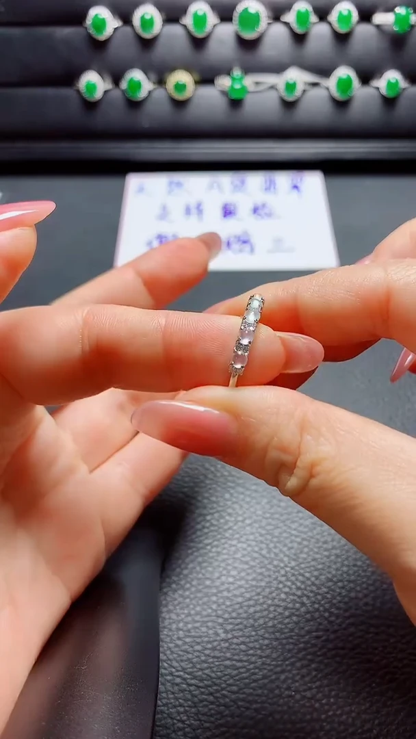 银S925镶嵌戒指翡翠天然翡翠A货s925银镶