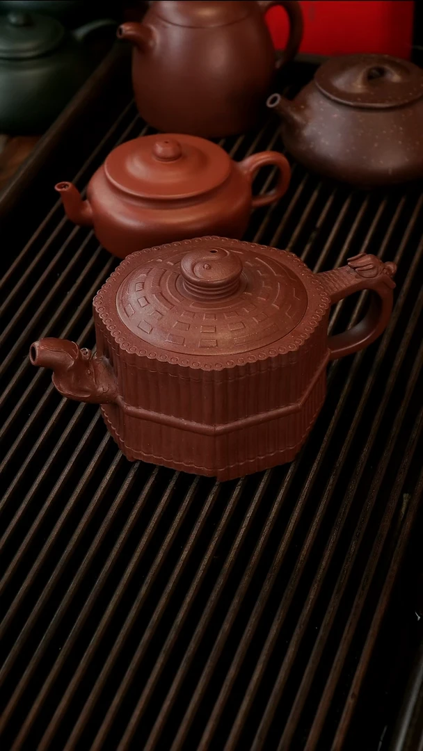 茶壶紫砂黑**山赵飞全手工龙头八卦一捆竹