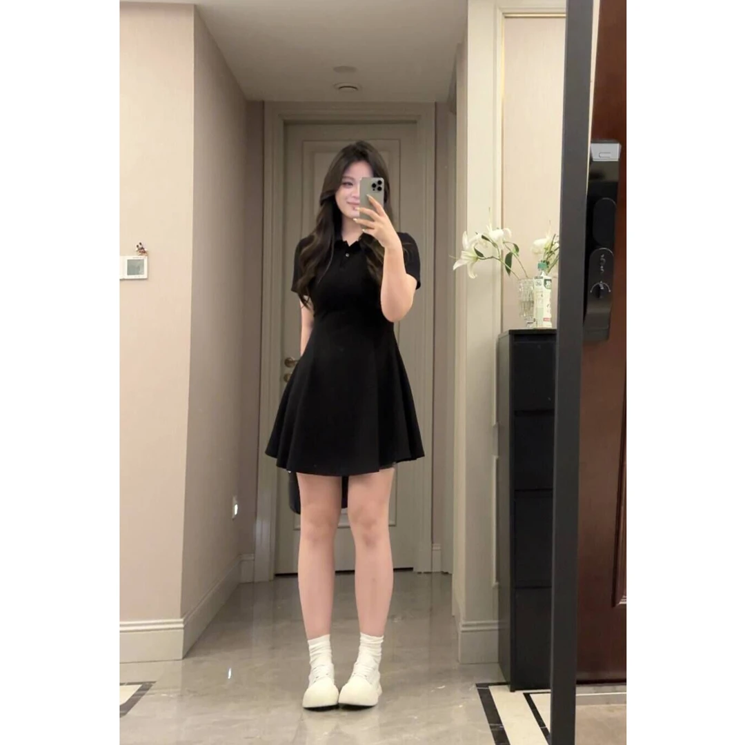 一口苏达 polo裙 夏季显瘦气质时尚收腰休闲修身连衣裙A194