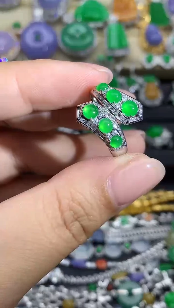 翡翠戒指18K金镶嵌619-春日珠宝