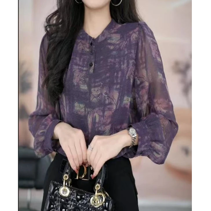 Y028款秋季时尚百搭气质宽松减龄上衣小衫长袖127