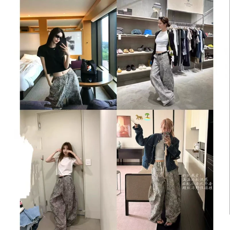 徐秋阳 豹纹弯刀裤   秋季新款百搭时尚休闲显瘦牛仔裤MC0120