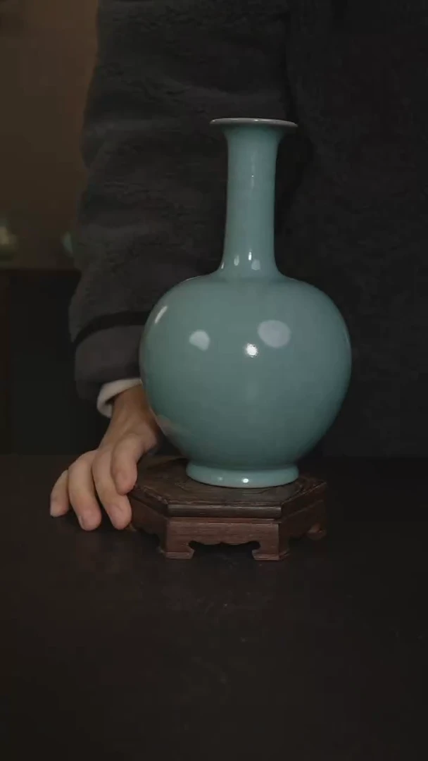 摆件瓷仿古手工鹅颈瓶