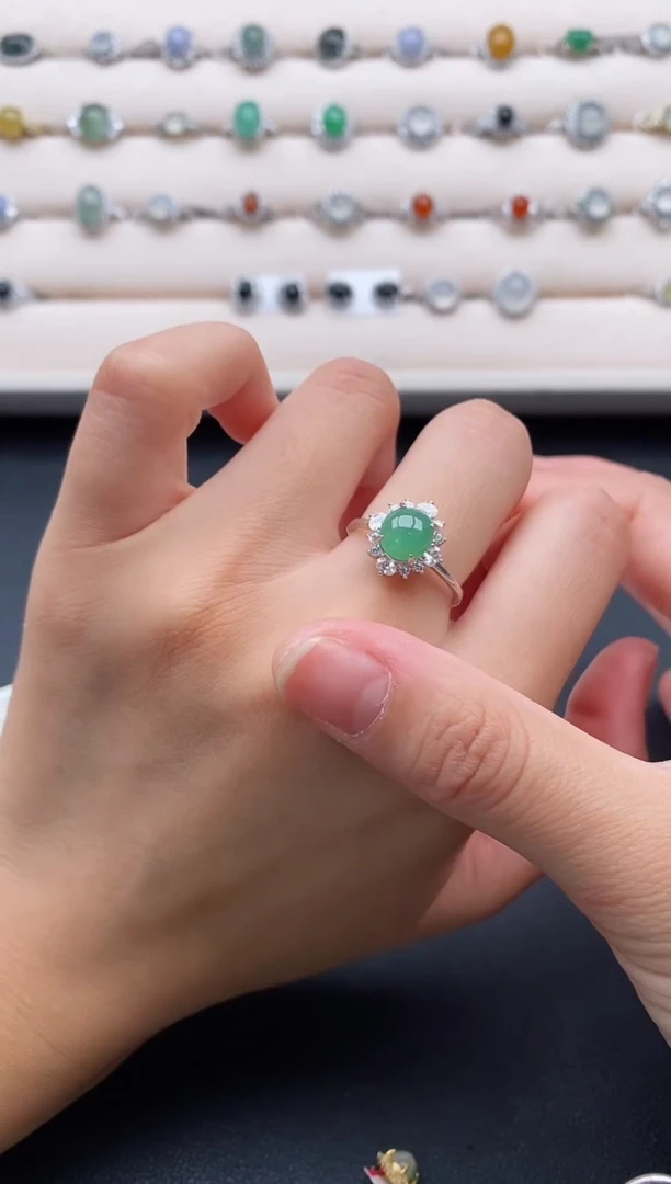 银S925镶嵌戒指翡翠1111111+9