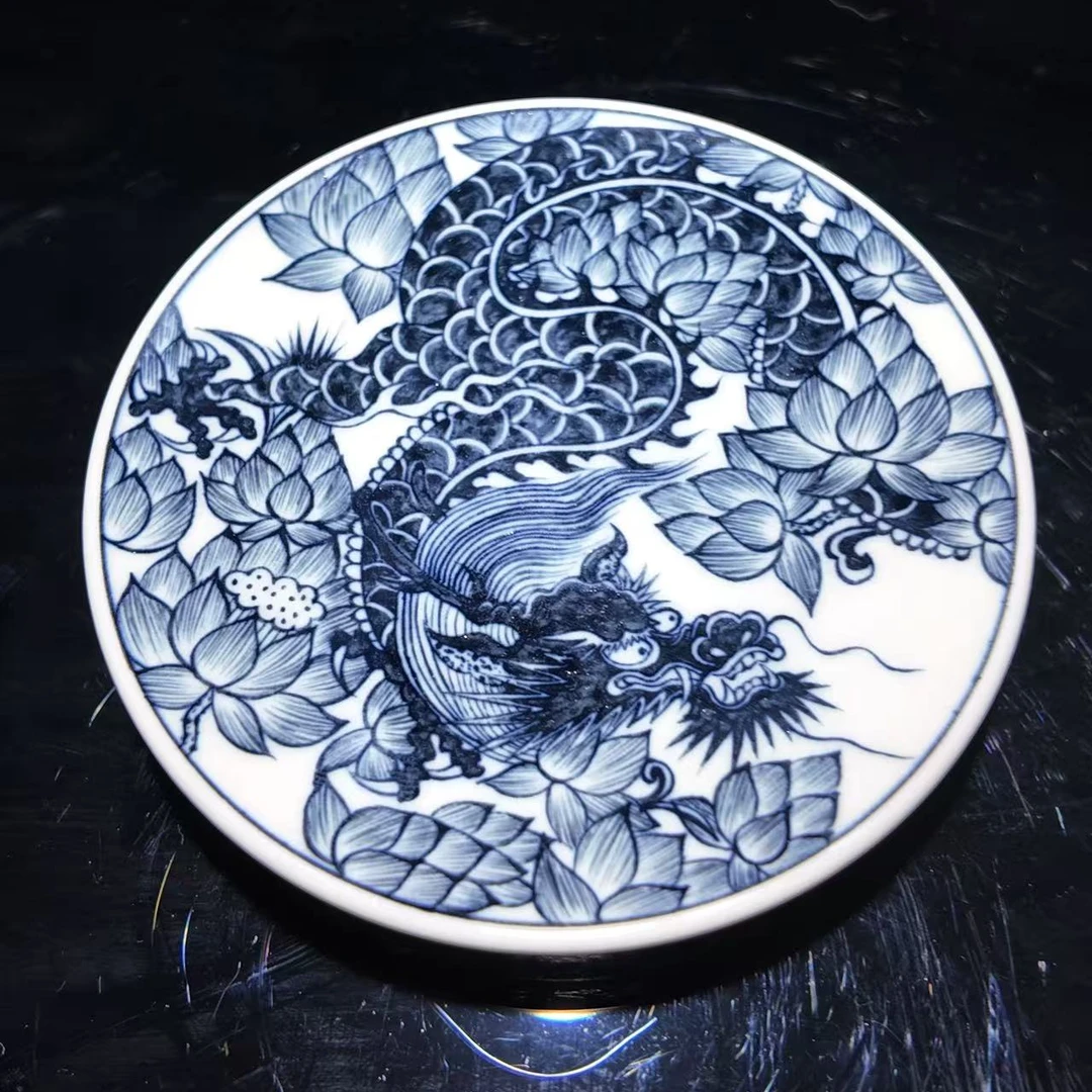 元经秘旨青花穿花龙盖置