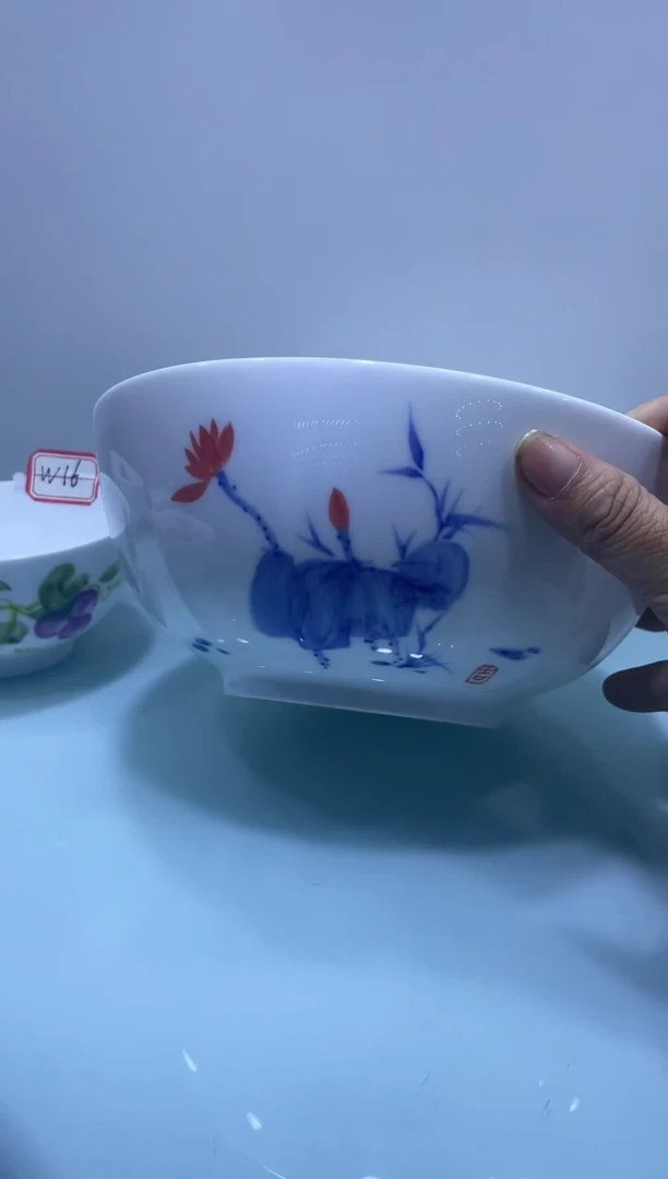 碗年终大促 两个装景德镇高温白玉瓷釉下彩手绘8英寸大汤碗W20