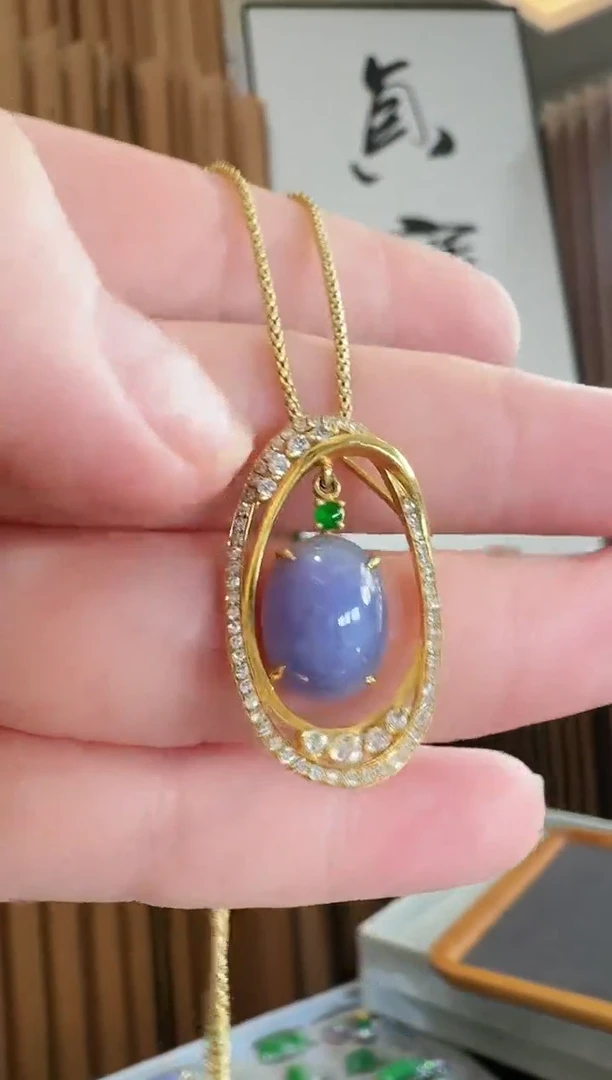 翡翠18K金镶嵌吊坠(不含链)吊坠