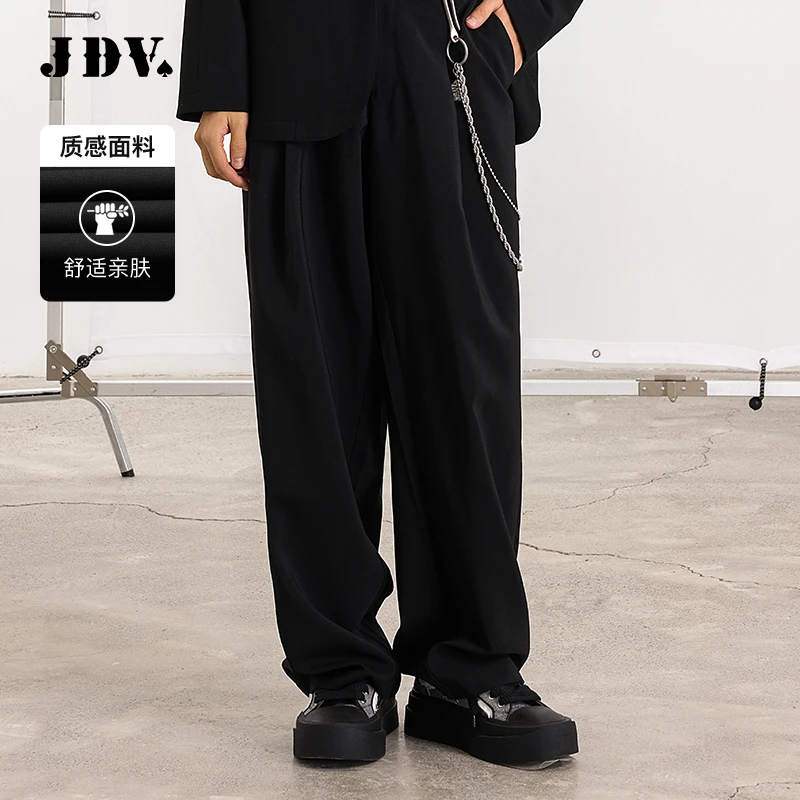 J.D.V2025春季新款男士百搭宽松黑色休闲裤西裤SPL50W4