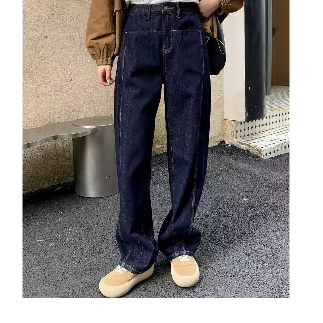 欧货弯刀裤女牛仔裤显瘦直筒显瘦长裤