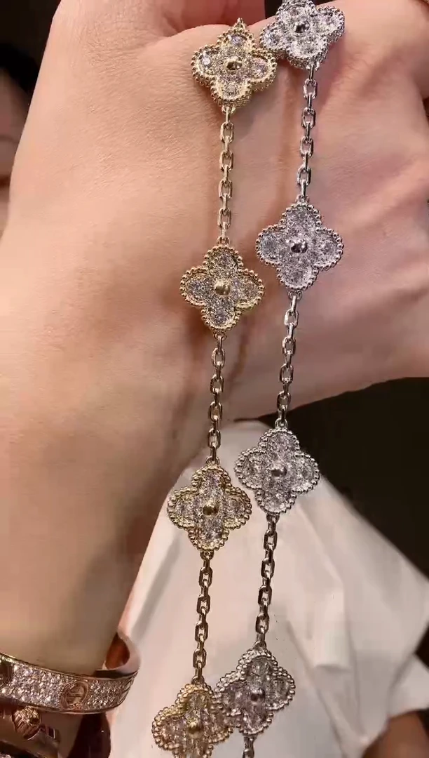 【闪购商品】钻石手链18K金镶嵌满钻五花手链（多样性发其一）