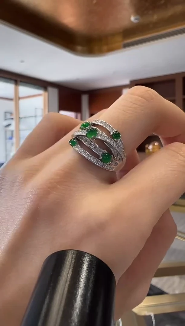 【闪购商品】翡翠戒指银S925镶嵌银镶