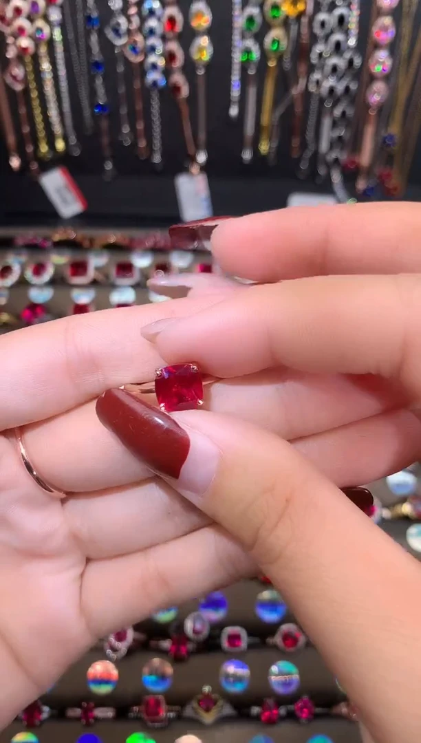 【闪购商品】红宝石戒指银S925镶嵌玫瑰金