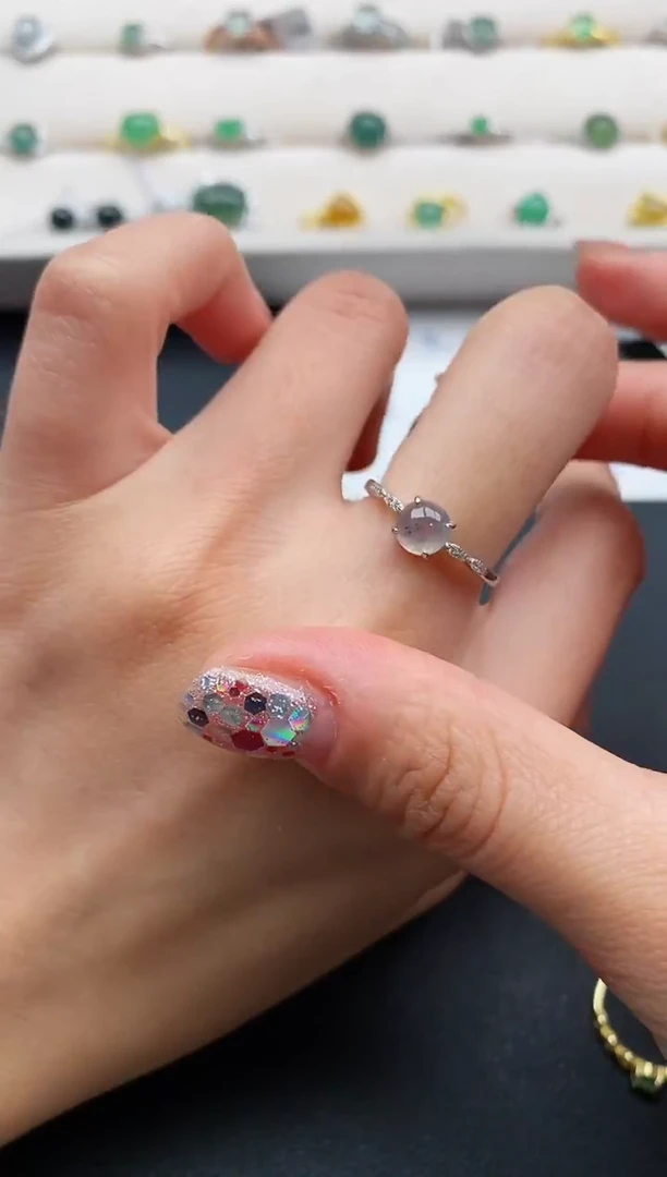 银S925镶嵌戒指翡翠444444444+4