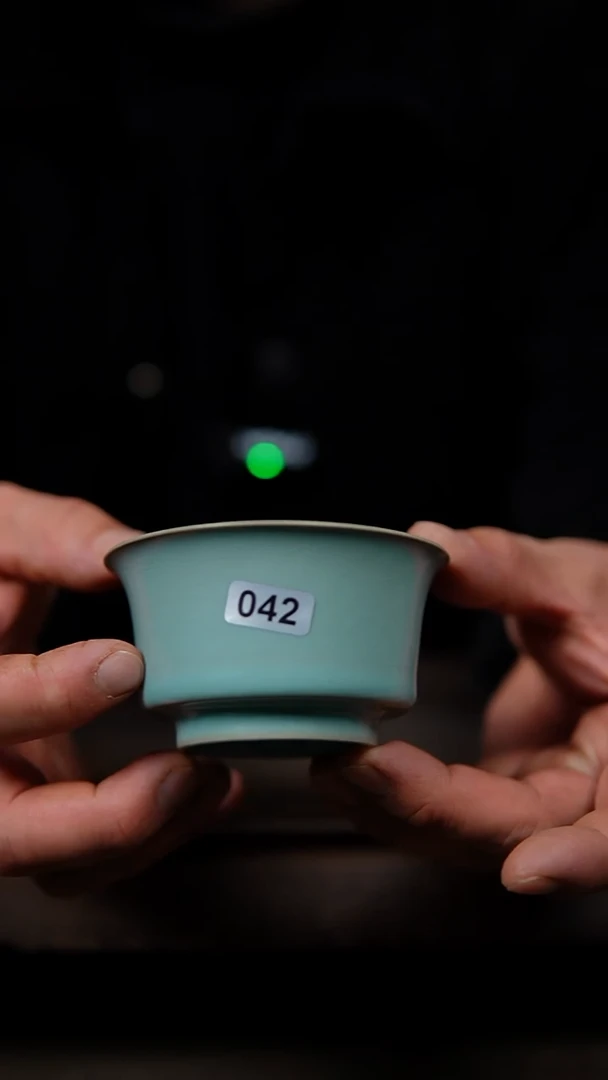 【闪购商品】杯仿古天青纯手工马蹄杯微瑕042