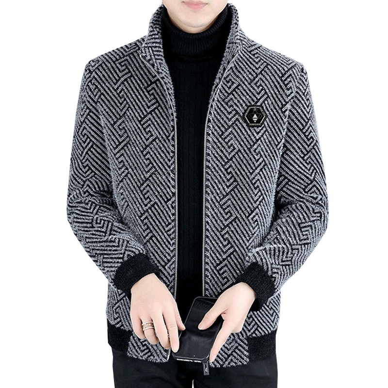 路约威格男土夹克加绒加厚男士外套秋冬季新款潮流男装夹克外套