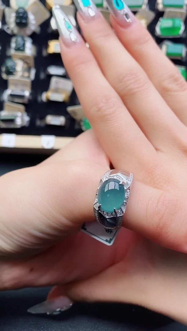 翡翠戒指银S925镶嵌1212121