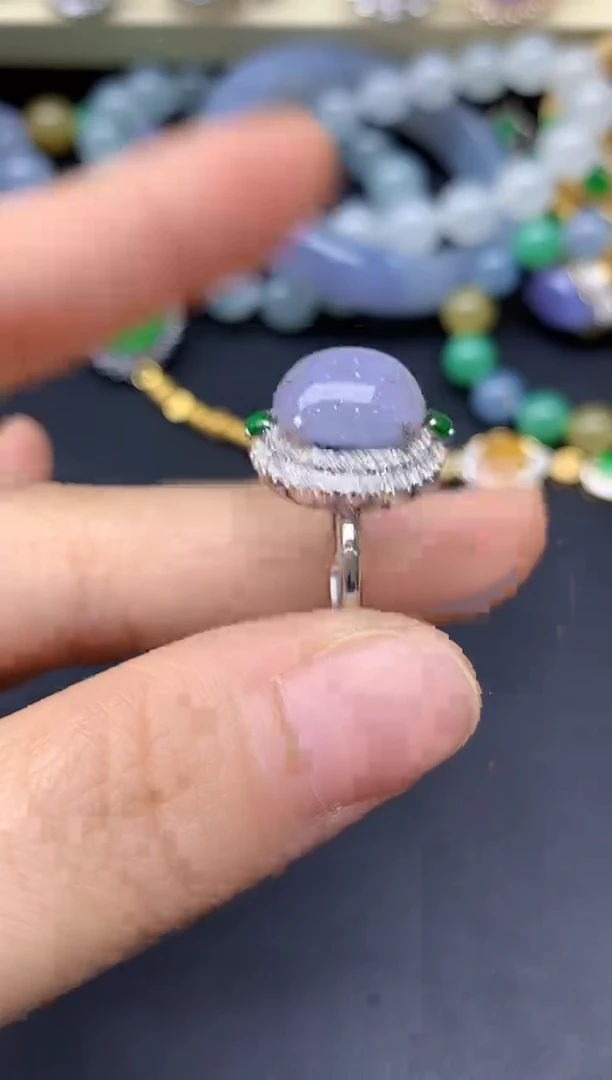 18K金镶嵌戒指翡翠203-雪姐翡翠天天见