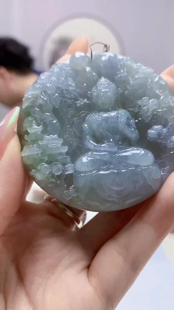 【闪购商品】定制翡翠未镶嵌4688DD-毛货挂件观音47