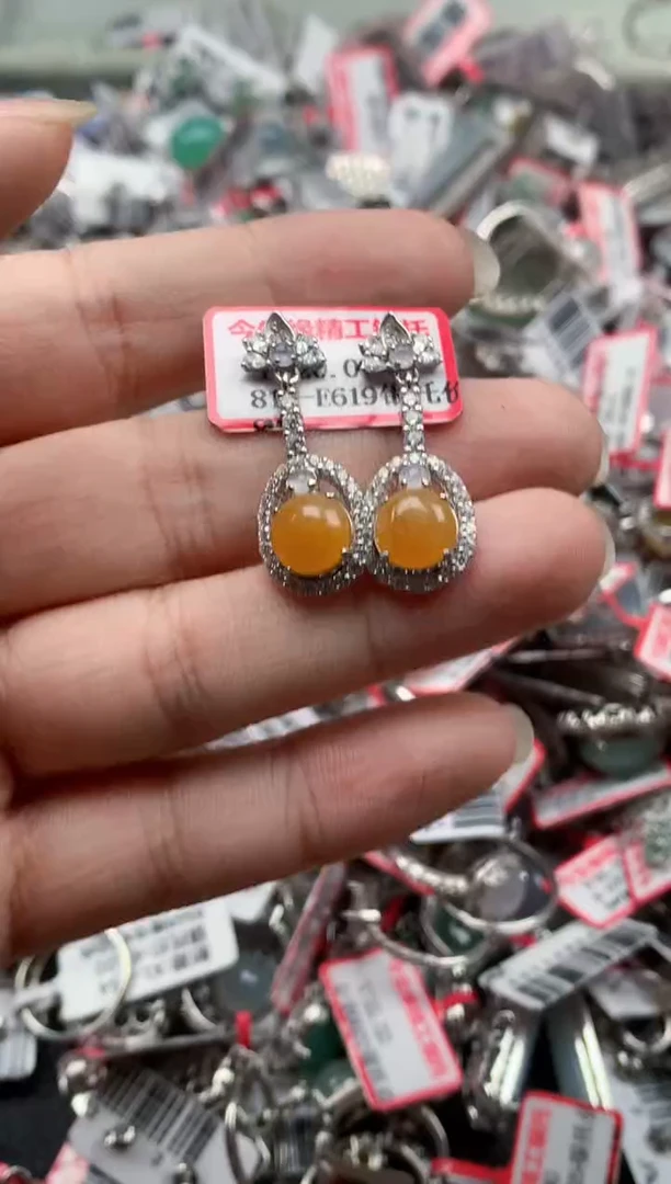 银S925镶嵌戒指翡翠天然A货缅甸翡翠