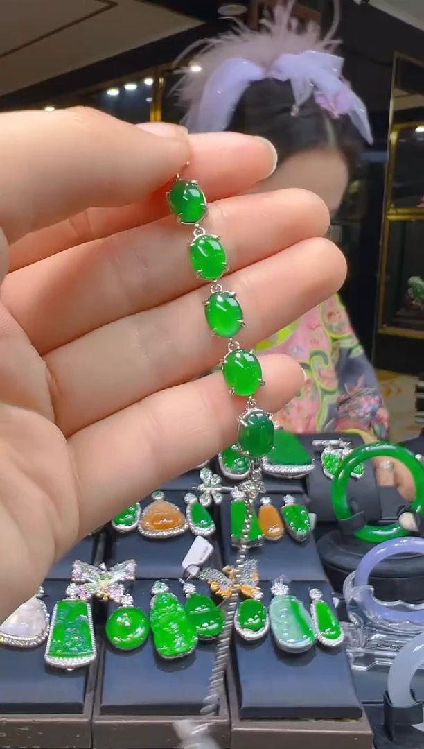 银S925镶嵌手链翡翠038(多样性发货发其一)