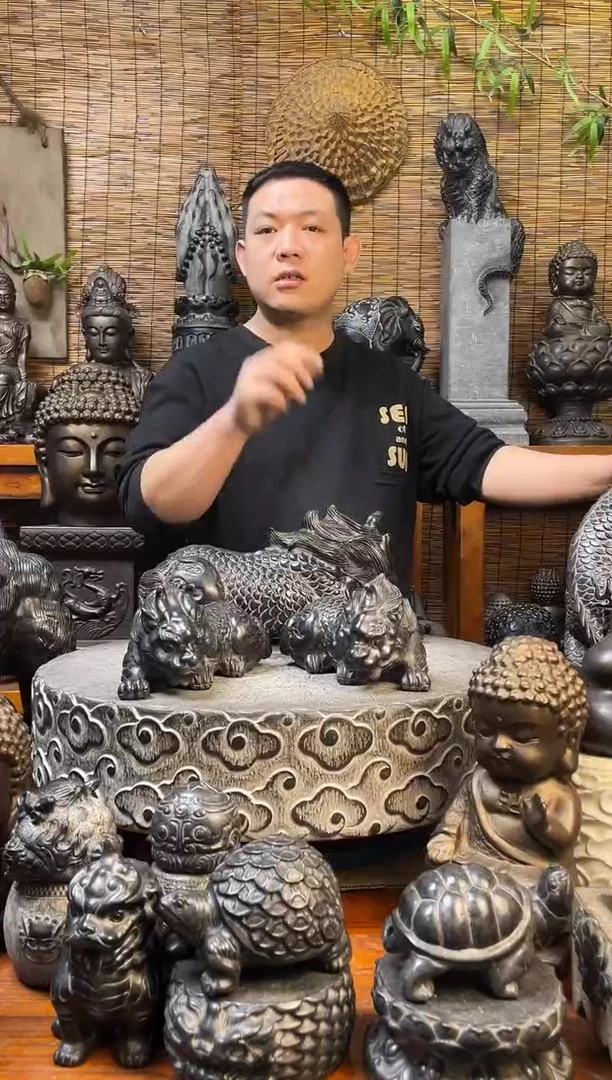 石材22趴貔貅一对天然青石雕刻