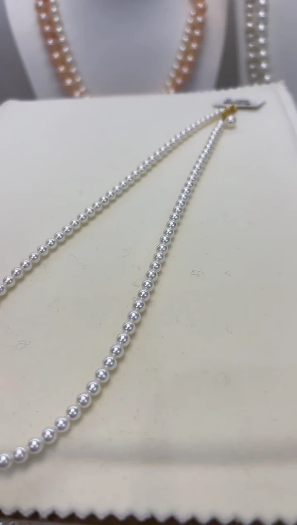 【闪购商品】淡水珍珠颈饰18K金镶嵌4-5mm白珠项链