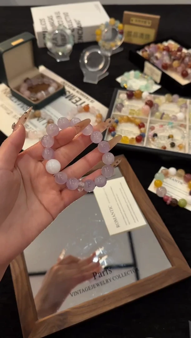 未镶嵌手链水晶紫兔毛x2918