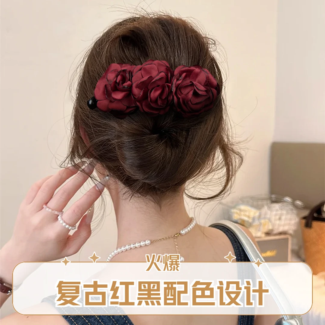 易梦玲同款森系花花抓夹超大香蕉夹美人鱼造型一字夹后脑勺横夹女