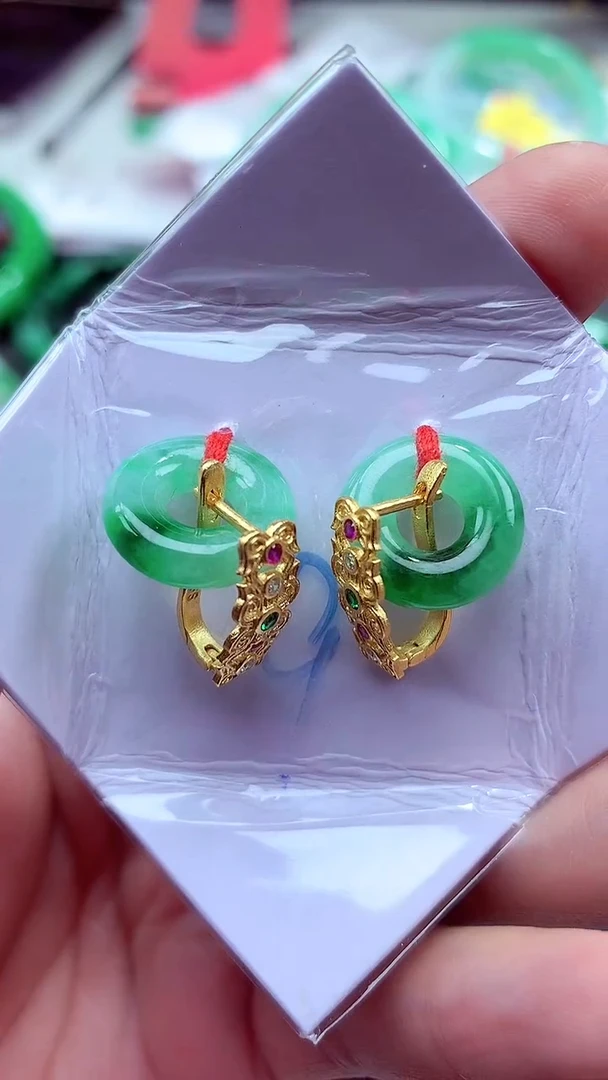 【闪购商品】翡翠耳饰银S925镶嵌耳饰