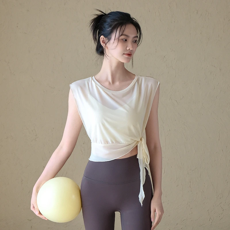 瑜伽服套装女2025新款两件套运动上衣固定杯普拉提训练健身短袖夏