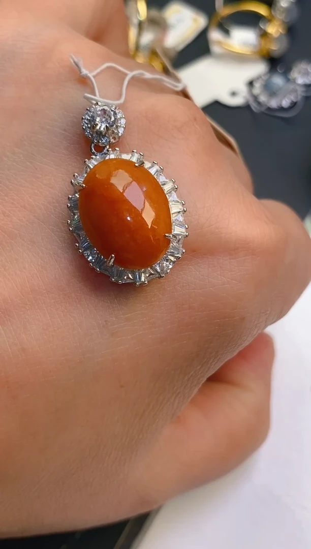 【闪购商品】翡翠耳饰银S925镶嵌天然A货翡翠1