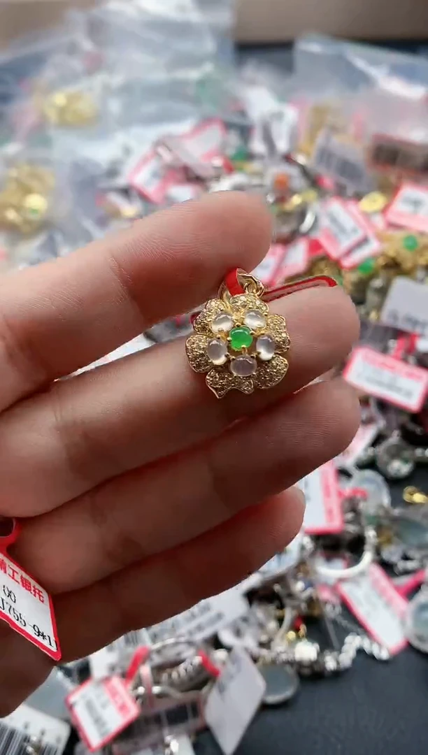 银S925镶嵌戒指翡翠天然A货缅甸翡翠