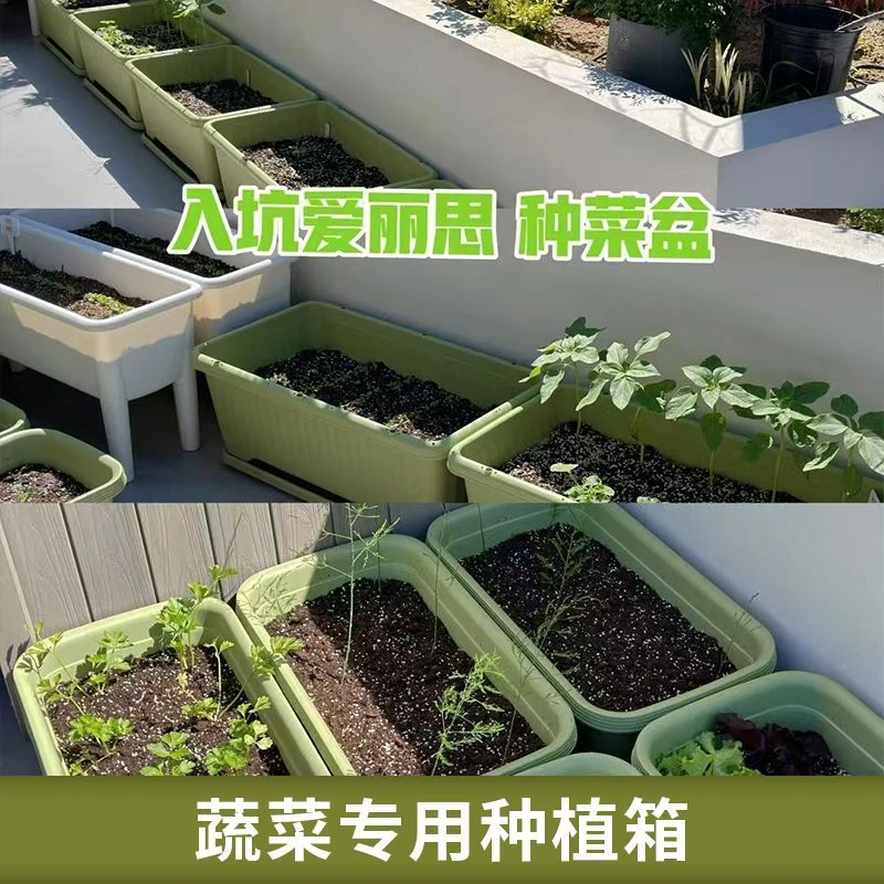 爱丽思阳台种菜盆大号长方形塑料花盆户外种植盆楼顶种菜专用箱