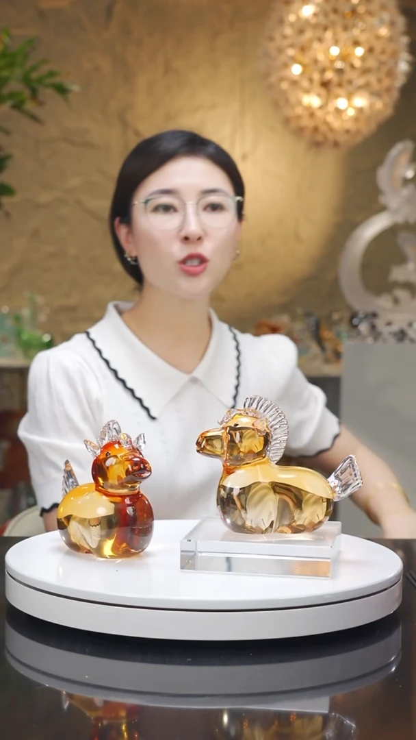 琉璃手工艺品福利琥珀马摆件
