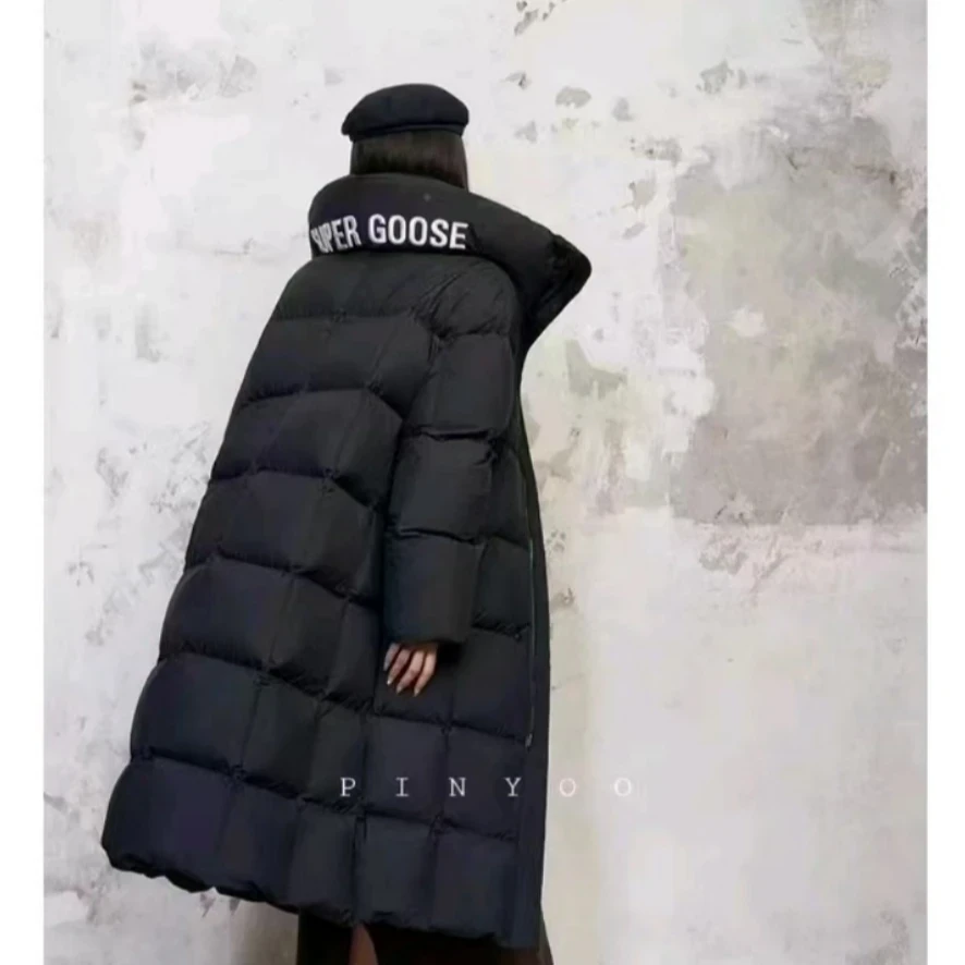 2024冬季超厚白鹅羽绒服女中长过膝字母刺绣爆款#CK241112