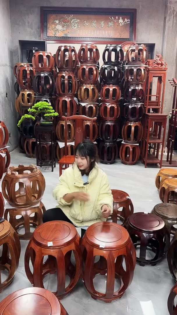 【闪购商品】花梨木类家具花梨木花梨色小号鼓凳4个