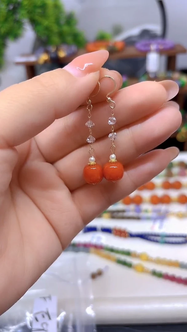 14K金镶嵌翡翠耳饰E915